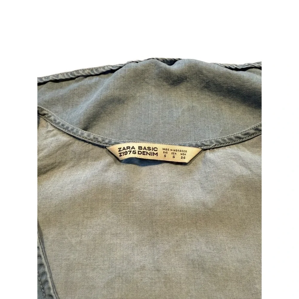 Zara Tank Top Small Women's Blue Denim Flowy Basic Z1975 Denim - Picture 2 of 7